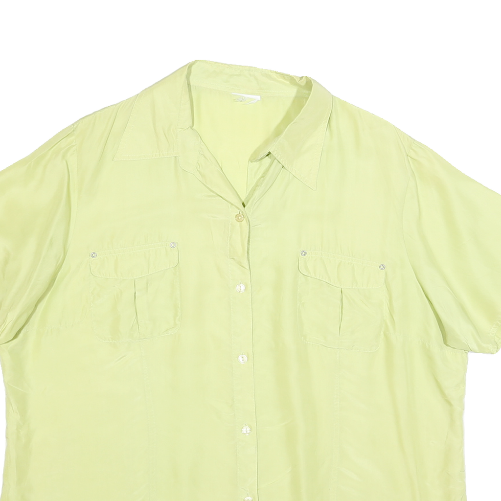 Womens Yellow Silk Shirt XL Lightweight Short Sleeve Classic Style
