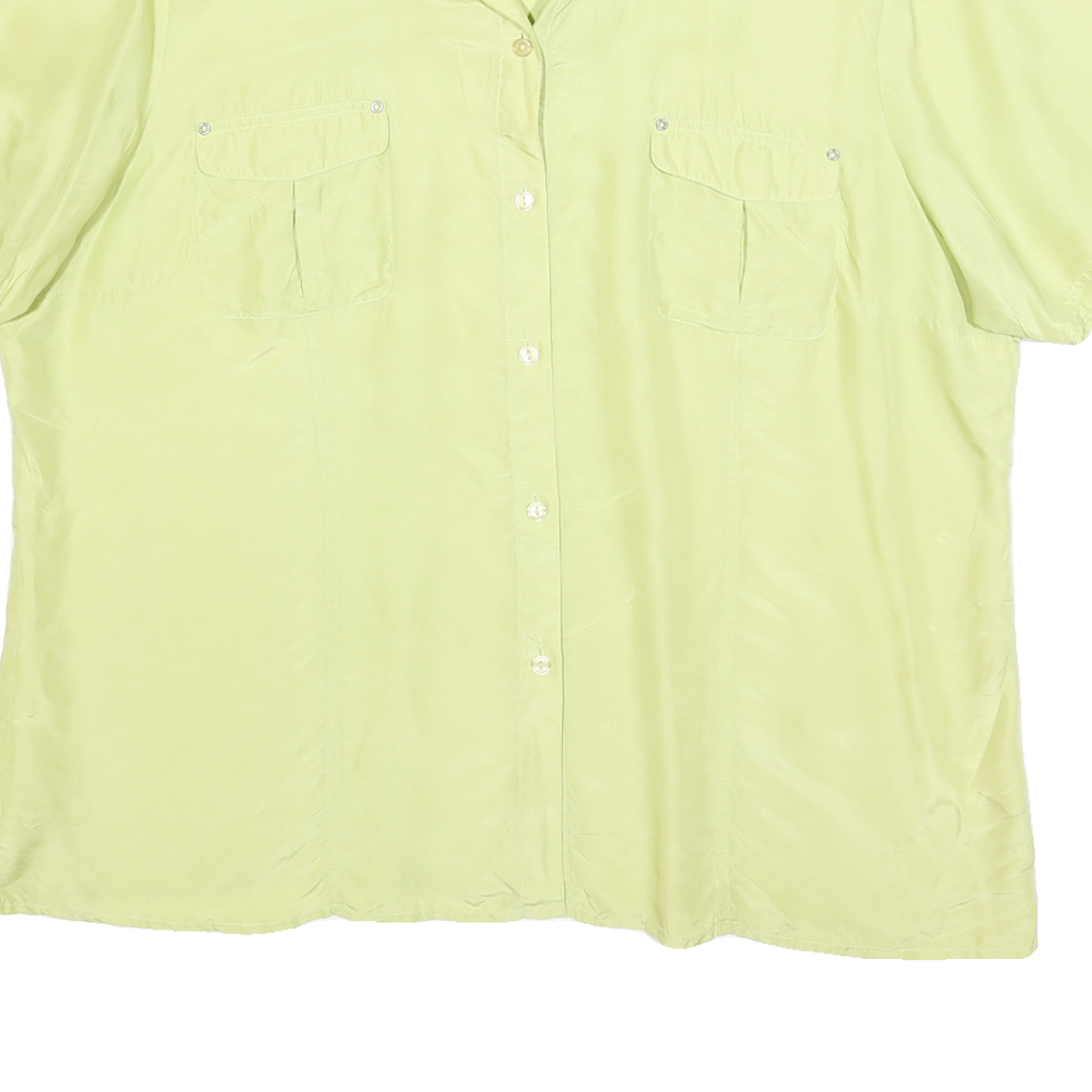 Womens Yellow Silk Shirt XL Lightweight Short Sleeve Classic Style