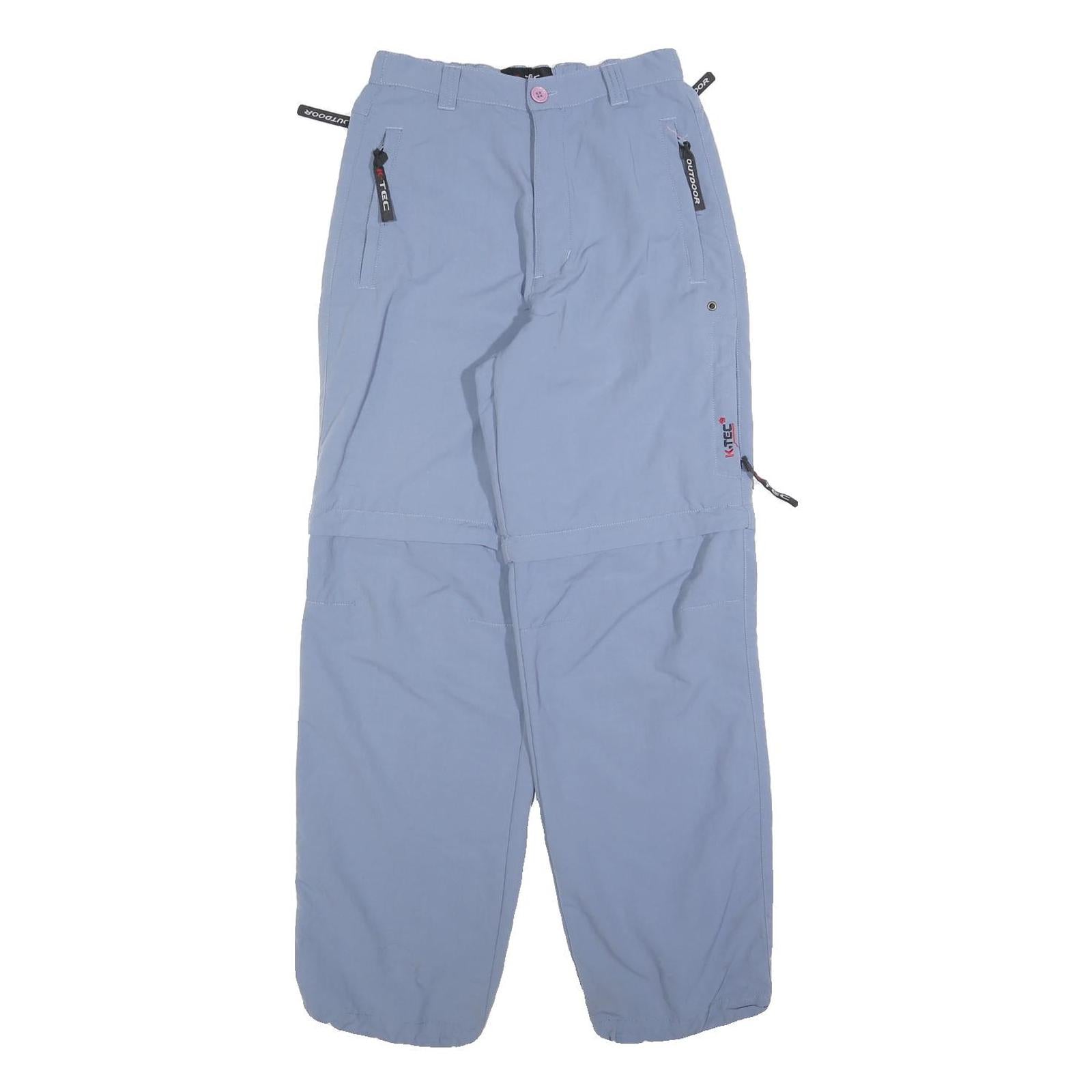 K-TEC Womens Polyester Blend Blue Relaxed Cargo Trousers W25 L28 Outdoor Zip