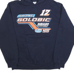 GILDAN Mens Navy Blue Shane Golobic Racing Hoodie M Cotton Blend