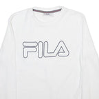 FILA Mens White Crew Neck S Cotton Blend Pullover Sweatshirt Logo