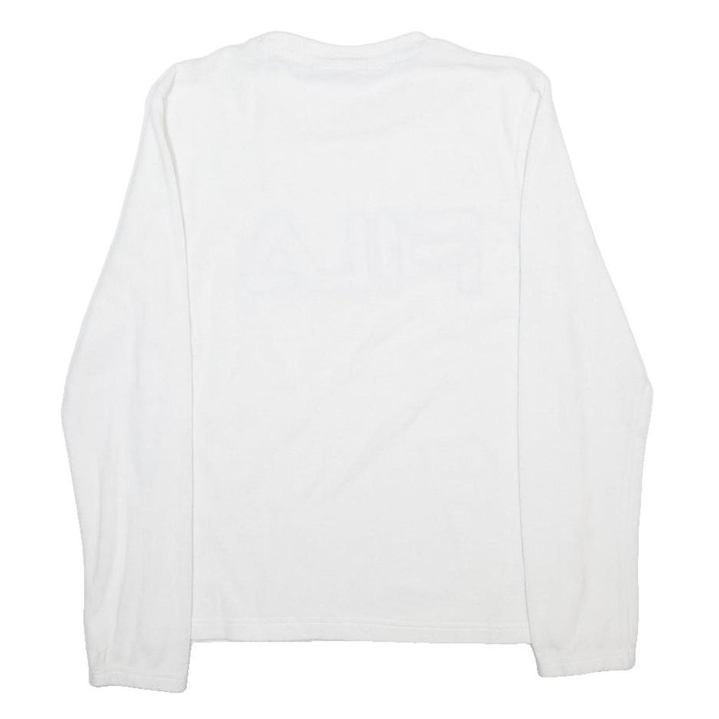 FILA Mens White Crew Neck S Cotton Blend Pullover Sweatshirt Logo