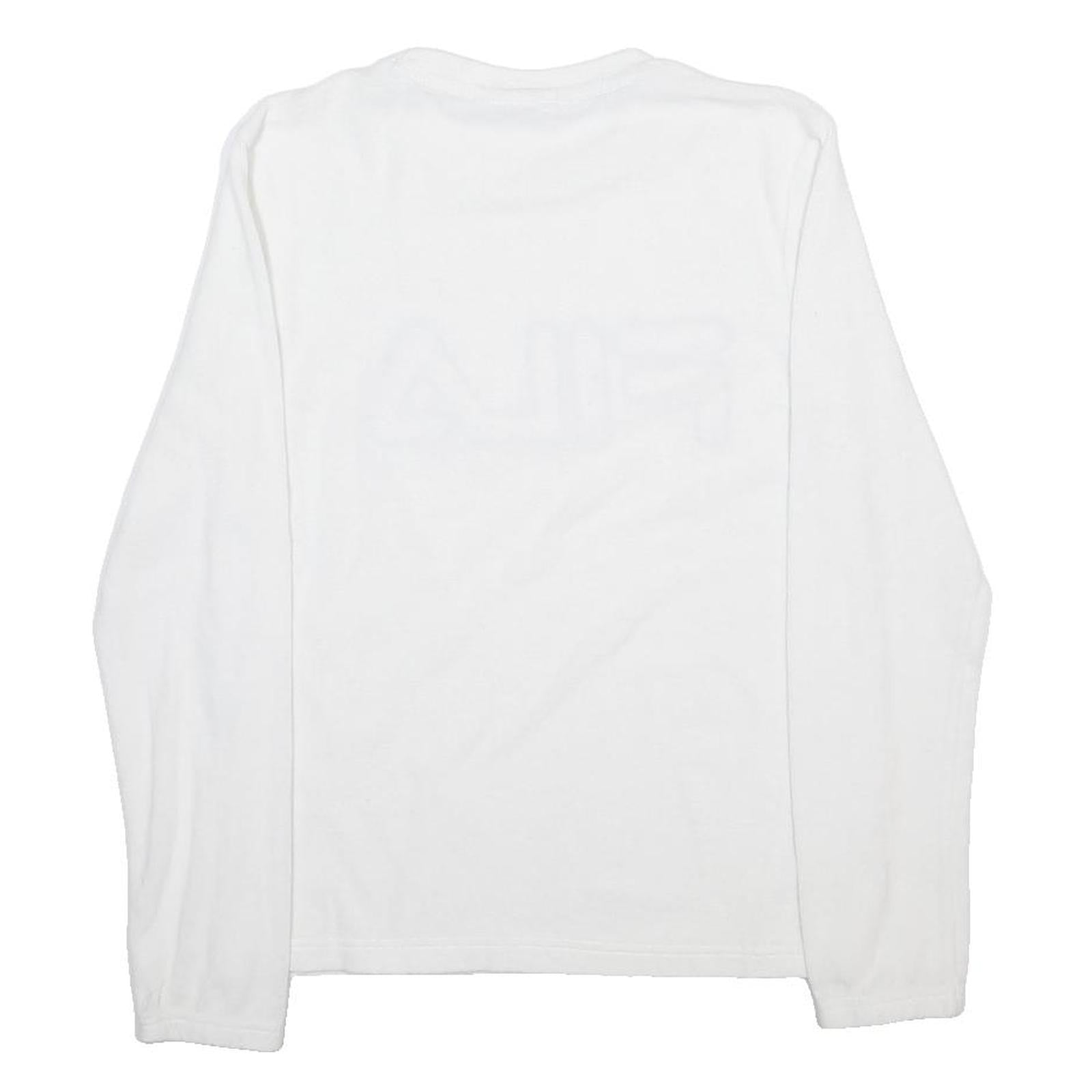 FILA Mens White Crew Neck S Cotton Blend Pullover Sweatshirt Logo