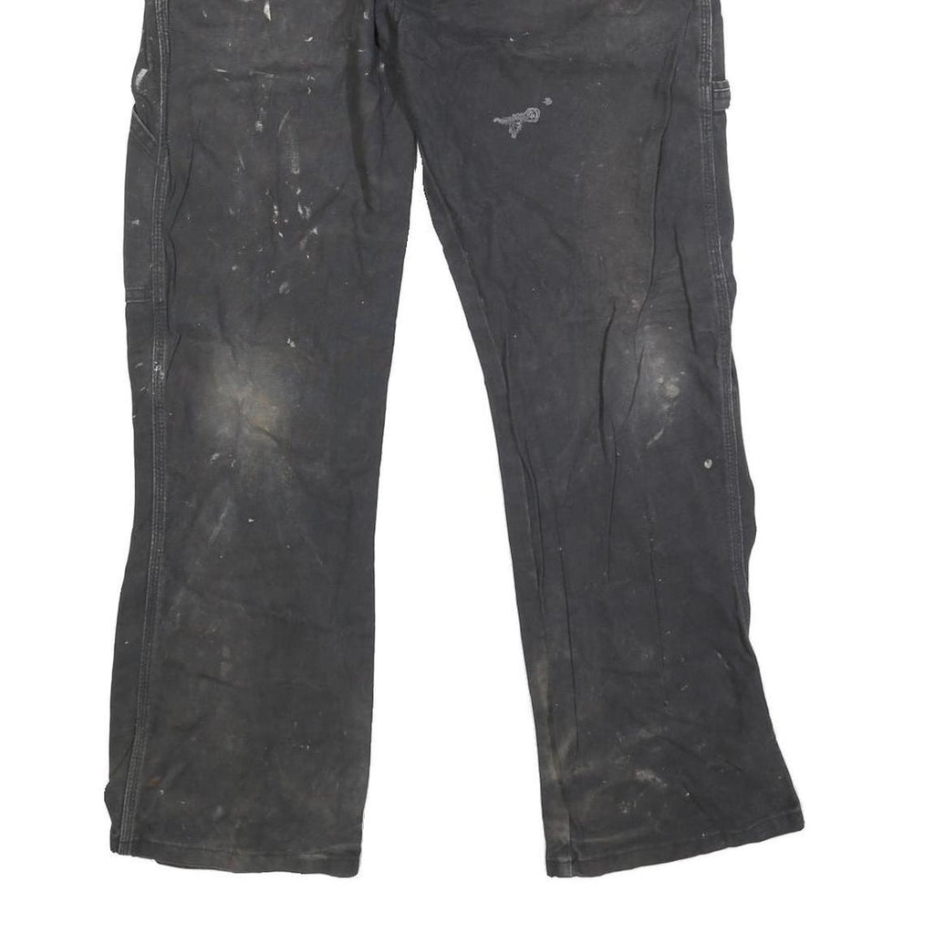 DICKIES Mens Cotton Blend Black Regular Straight Trousers W34 L29 Workwear Zip