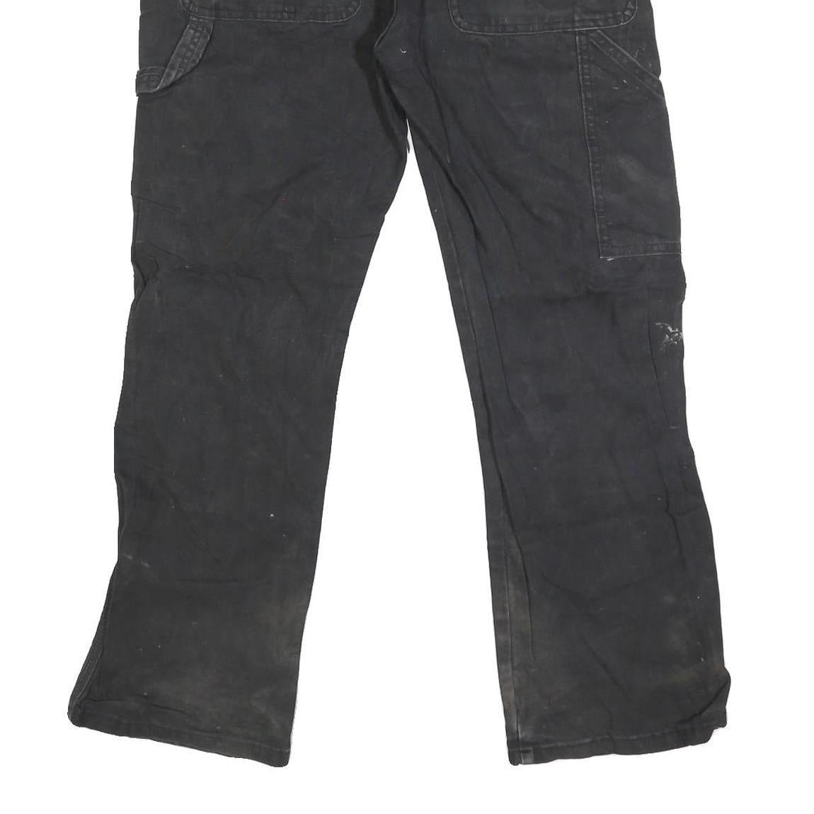 DICKIES Mens Cotton Blend Black Regular Straight Trousers W34 L29 Workwear Zip