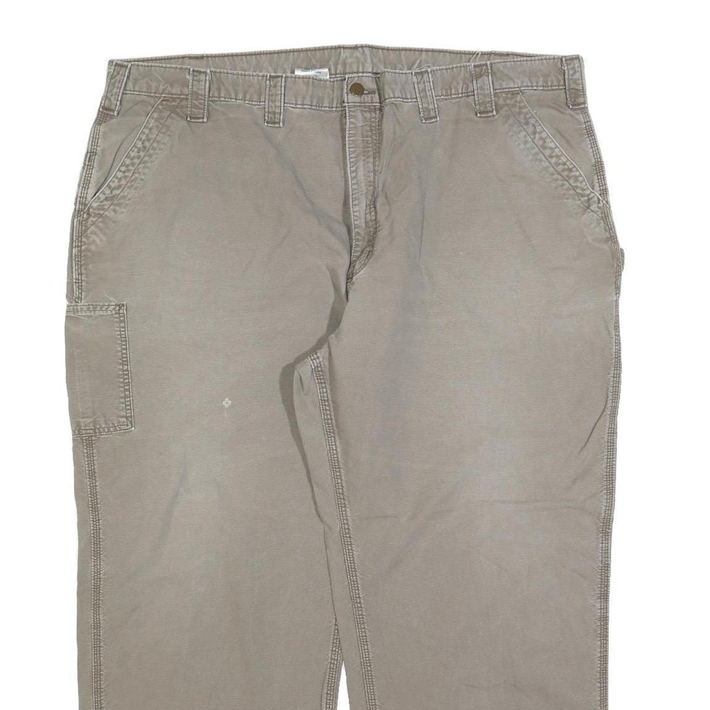 CARHARTT Mens Cotton Blend Beige Regular Fit Straight Leg Trousers W48 L29