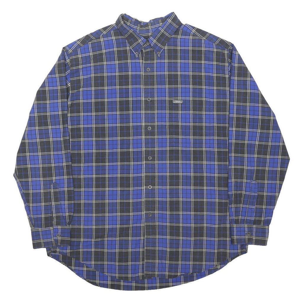 CHAPS RALPH LAUREN Mens Blue & Black Check Shirt XL Button Down Long Sleeve