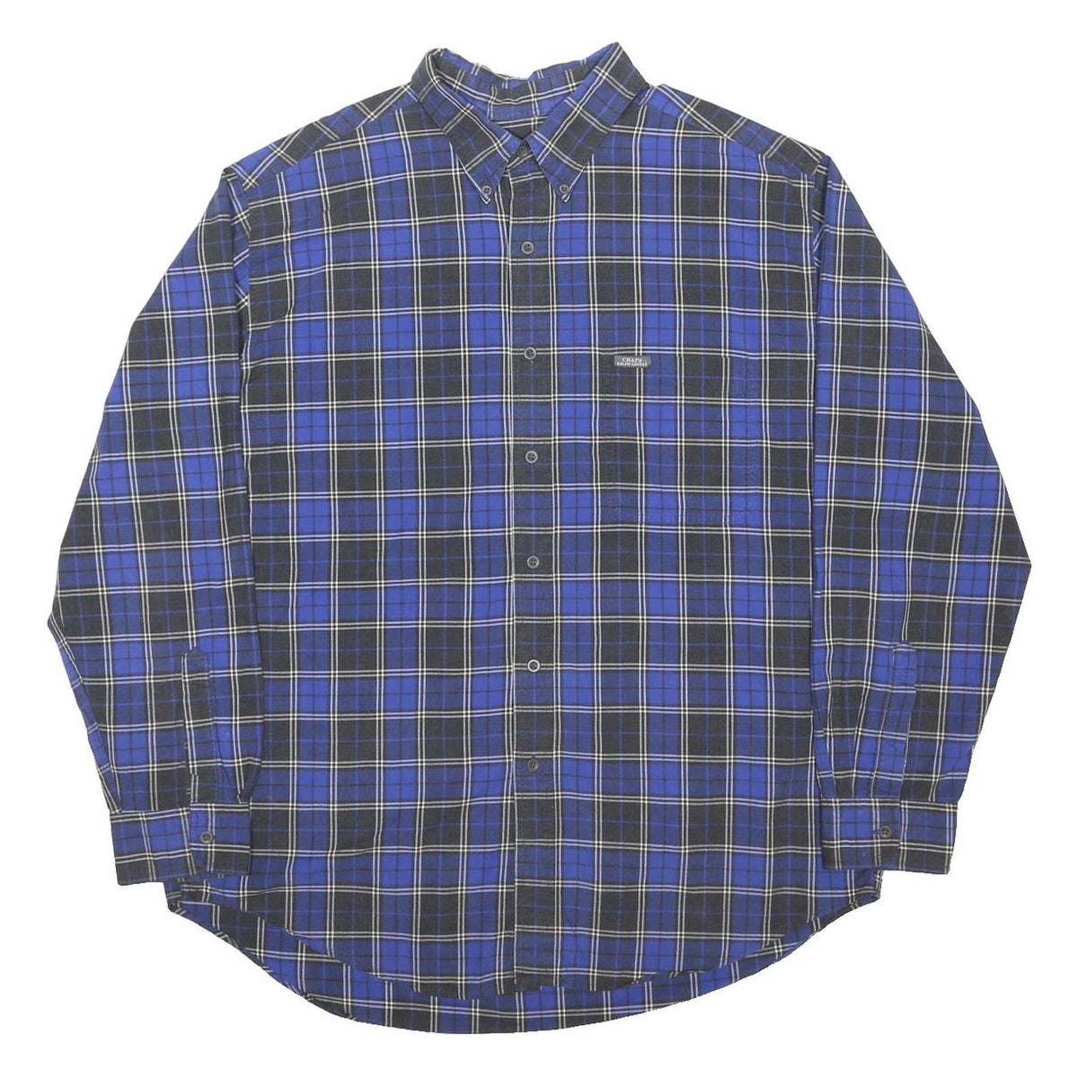 CHAPS RALPH LAUREN Mens Blue & Black Check Shirt XL Button Down Long Sleeve