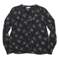 BA&SH Womens Black Printed Top Long Sleeve Round Neck XS Viscose Blouse