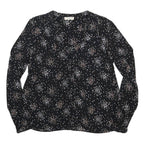 BA&SH Womens Black Printed Top Long Sleeve Round Neck XS Viscose Blouse