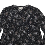 BA&SH Womens Black Printed Top Long Sleeve Round Neck XS Viscose Blouse