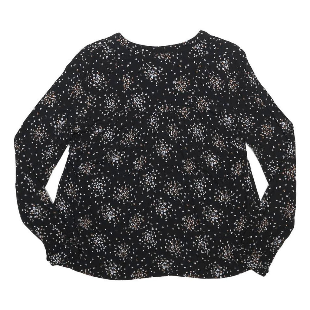 BA&SH Womens Black Printed Top Long Sleeve Round Neck XS Viscose Blouse