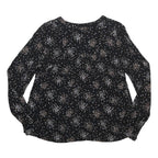 BA&SH Womens Black Printed Top Long Sleeve Round Neck XS Viscose Blouse