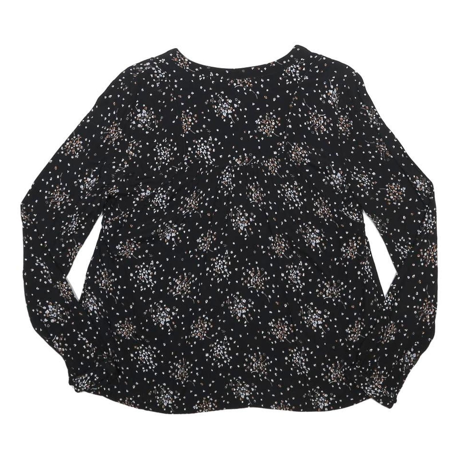 BA&SH Womens Black Printed Top Long Sleeve Round Neck XS Viscose Blouse