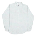 LACOSTE Mens White & Green Checked Cotton Blend Shirt XL Relaxed Fit Casual