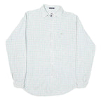 LACOSTE Mens White & Green Checked Cotton Blend Shirt XL Relaxed Fit Casual