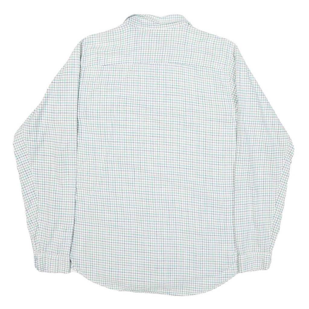 LACOSTE Mens White & Green Checked Cotton Blend Shirt XL Relaxed Fit Casual