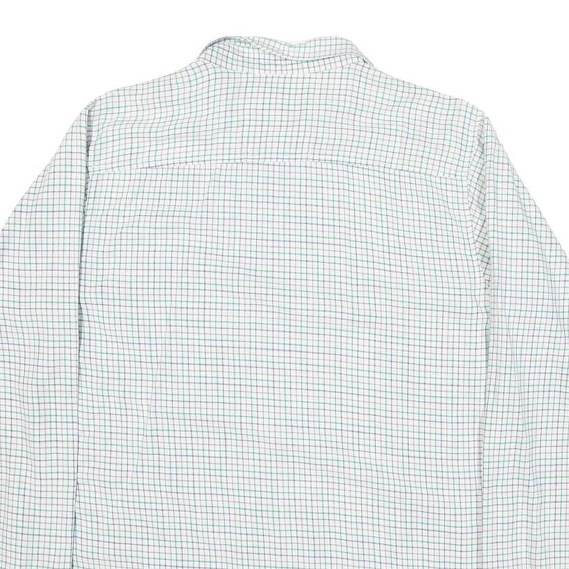 LACOSTE Mens White & Green Checked Cotton Blend Shirt XL Relaxed Fit Casual