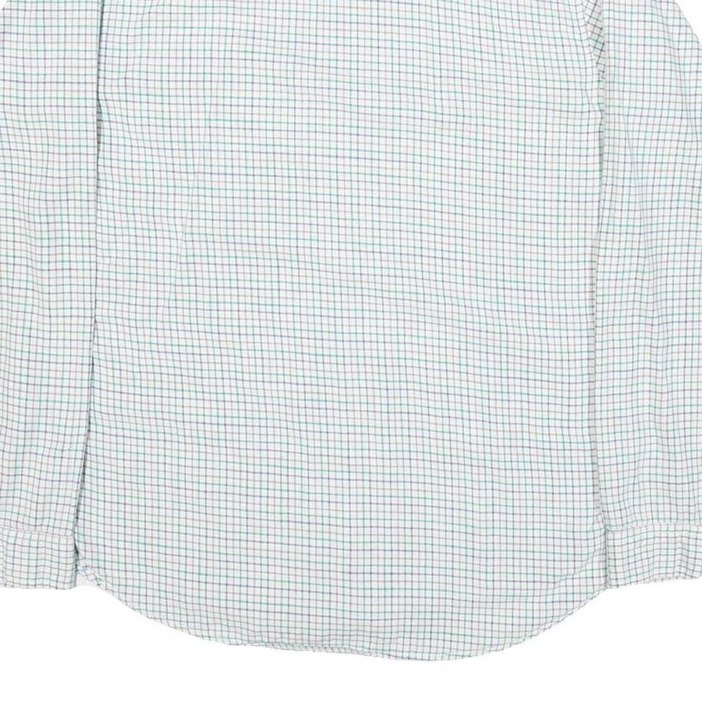 LACOSTE Mens White & Green Checked Cotton Blend Shirt XL Relaxed Fit Casual