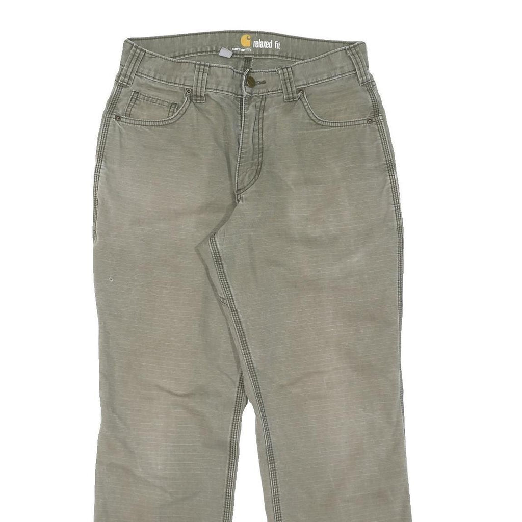 CARHARTT Mens Cotton Olive Green Regular Straight Trousers W31 L30 Workwear