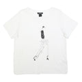 DKNY Womens White Graphic Print Cotton Blend Basic Short Sleeve Crew Neck XL