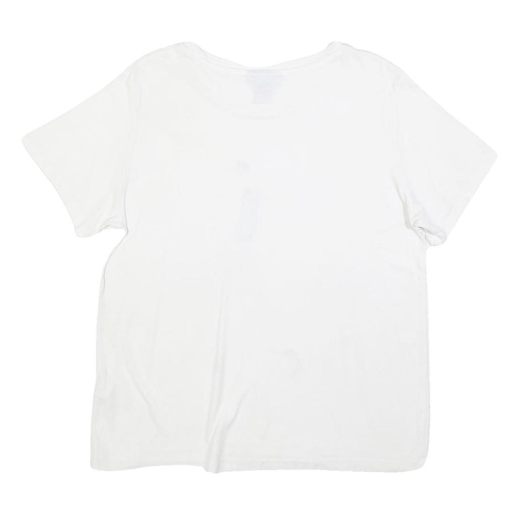 DKNY Womens White Graphic Print Cotton Blend Basic Short Sleeve Crew Neck XL