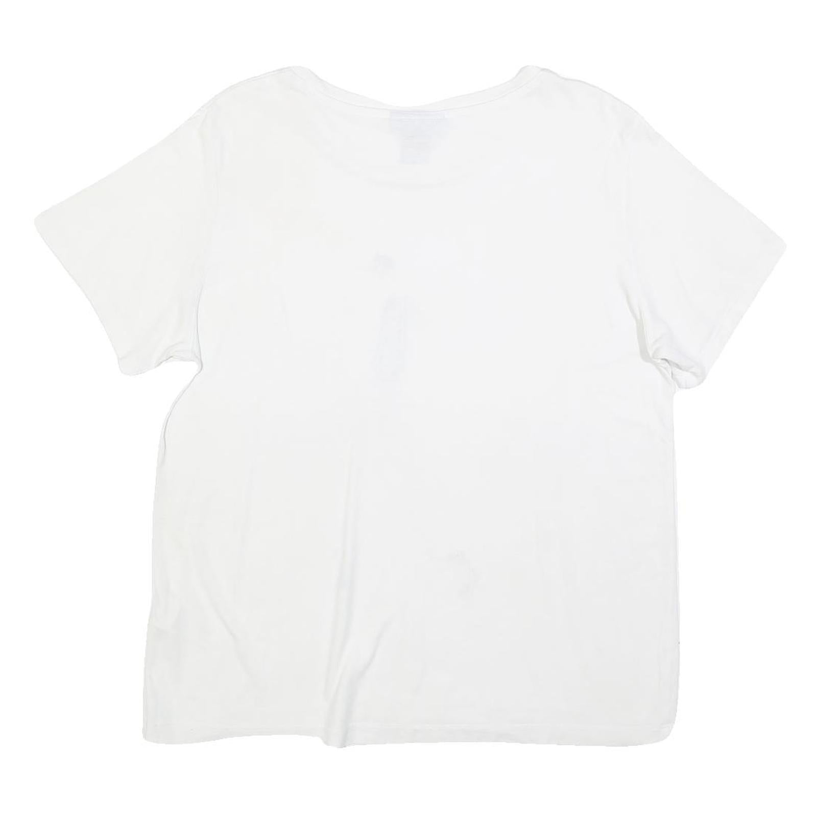 DKNY Womens White Graphic Print Cotton Blend Basic Short Sleeve Crew Neck XL