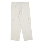 GO WEST Mens Cotton Blend White Regular Cargo Trousers W35 L30 Workwear Zip