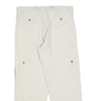 GO WEST Mens Cotton Blend White Regular Cargo Trousers W35 L30 Workwear Zip
