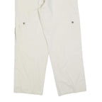 GO WEST Mens Cotton Blend White Regular Cargo Trousers W35 L30 Workwear Zip