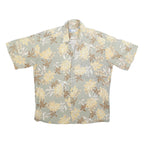 HALF MOON BAY Mens Beige & Brown Floral Cotton Shirt L Summer Casual Hawaiian