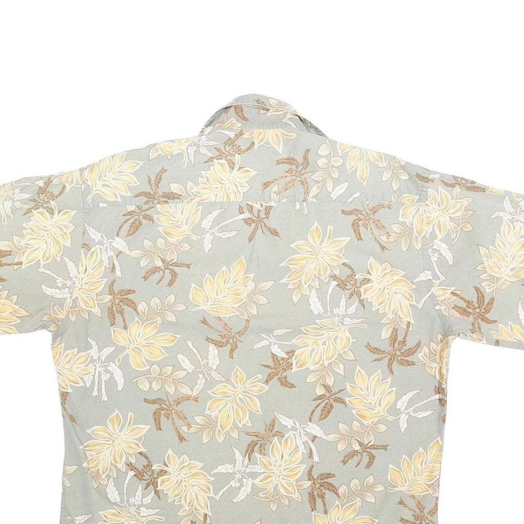 HALF MOON BAY Mens Beige & Brown Floral Cotton Shirt L Summer Casual Hawaiian