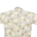 HALF MOON BAY Mens Beige & Brown Floral Cotton Shirt L Summer Casual Hawaiian