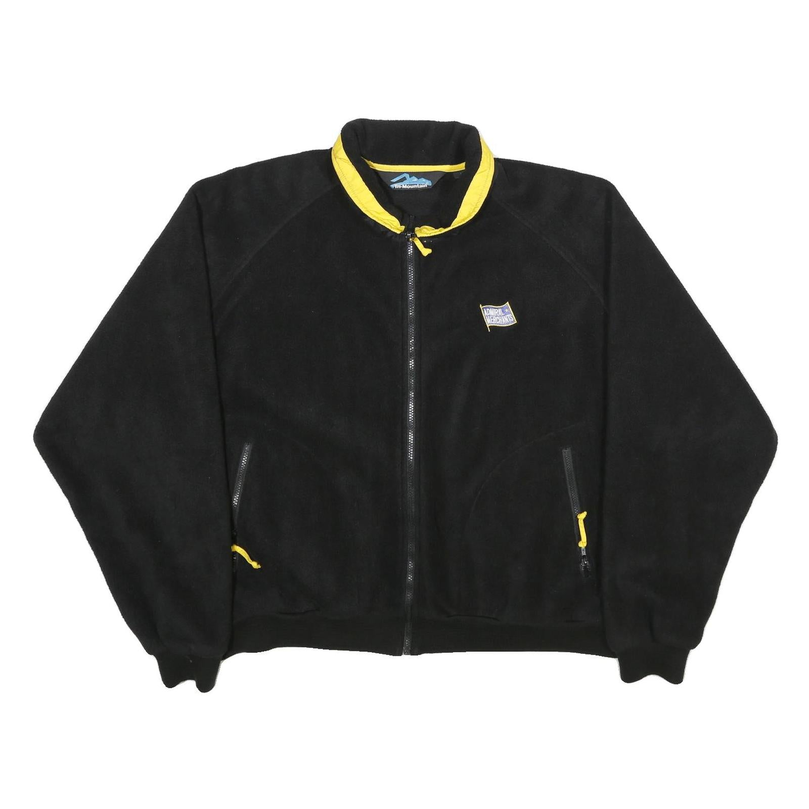 TRI-MOUNTAIN Mens Black Yellow Zip Jacket XL Polyester Plain Outdoor Casual