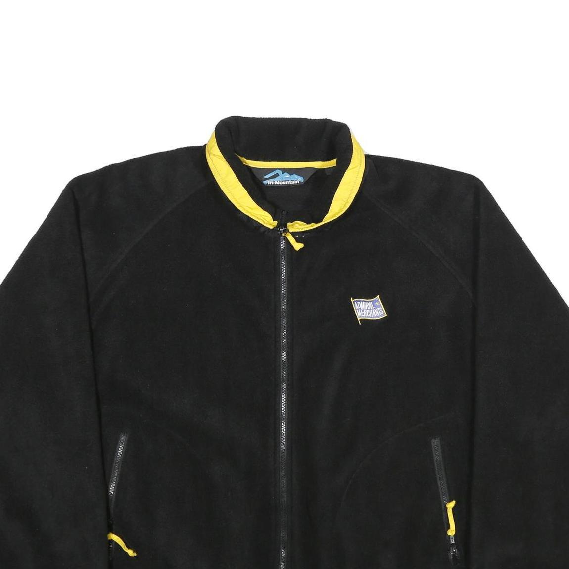 TRI-MOUNTAIN Mens Black Yellow Zip Jacket XL Polyester Plain Outdoor Casual