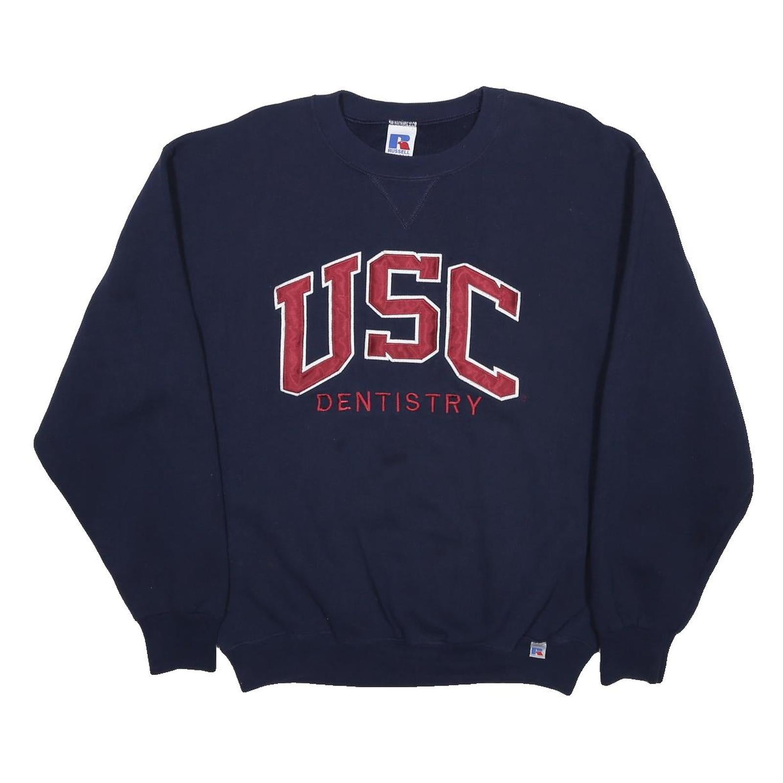 RUSSELL ATHLETIC Mens Navy Blue USC Dentistry Crew Neck M College Sweatshirt