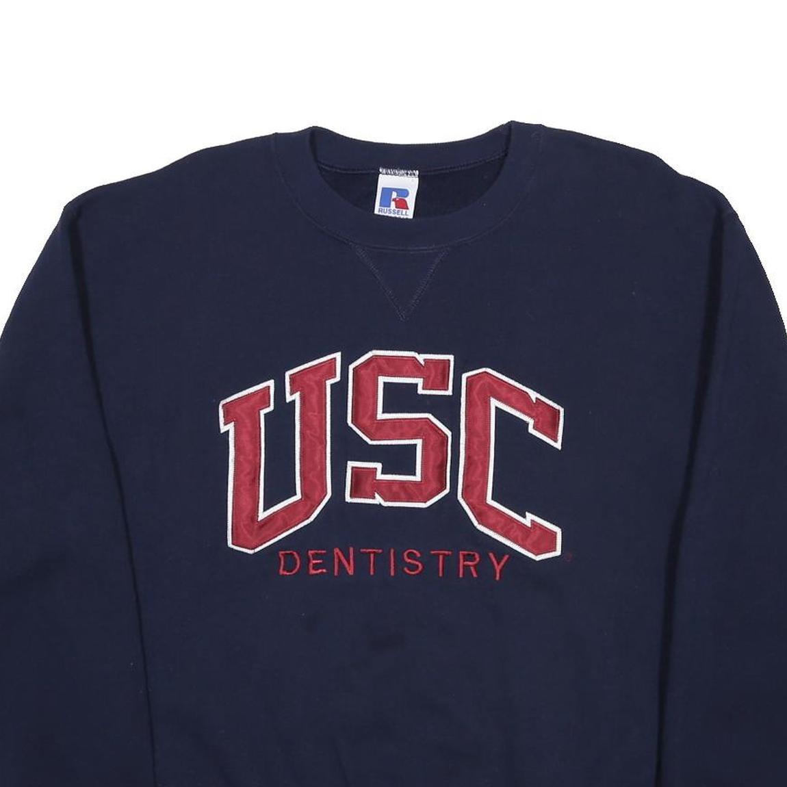 RUSSELL ATHLETIC Mens Navy Blue USC Dentistry Crew Neck M College Sweatshirt