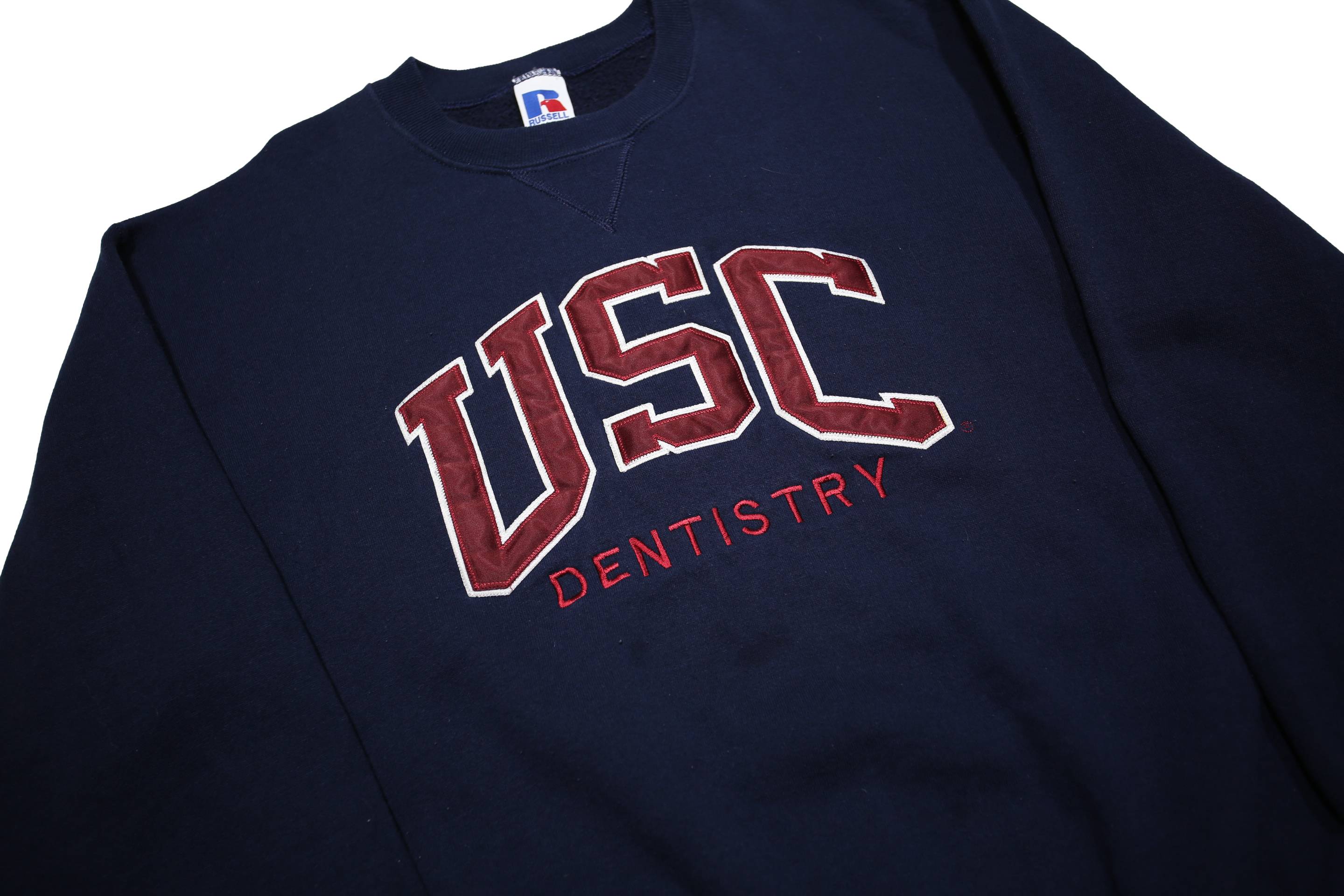 RUSSELL ATHLETIC Mens Navy Blue USC Dentistry Crew Neck M College Sweatshirt