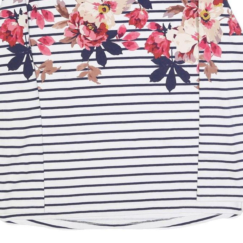 JOULES Womens Navy & White Stripe Floral Print Cotton Blend Top Long Sleeve