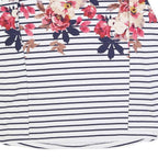 JOULES Womens Navy & White Stripe Floral Print Cotton Blend Top Long Sleeve