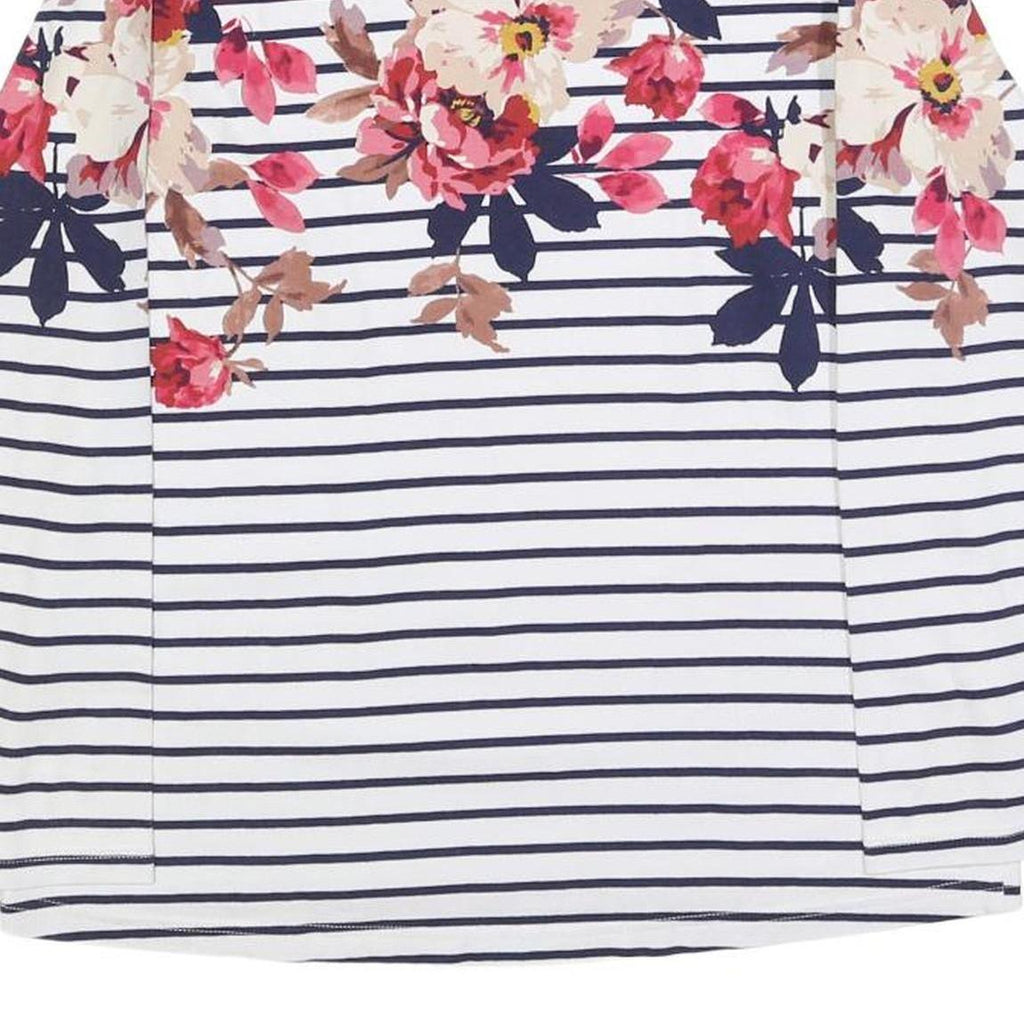 JOULES Womens Navy & White Stripe Floral Print Cotton Blend Top Long Sleeve