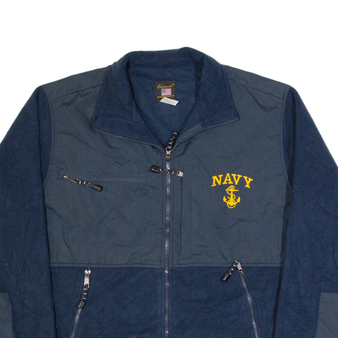 GENERAL Navy Mens Fleece Jacket Blue M