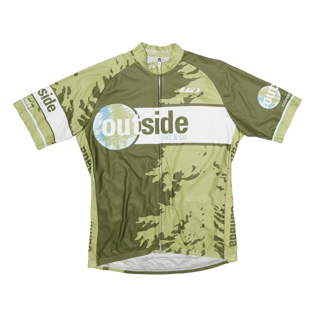 LOUISGARNEAU Mens Green & Light Green Outside Cycling Jersey M Short Sleeve Crew