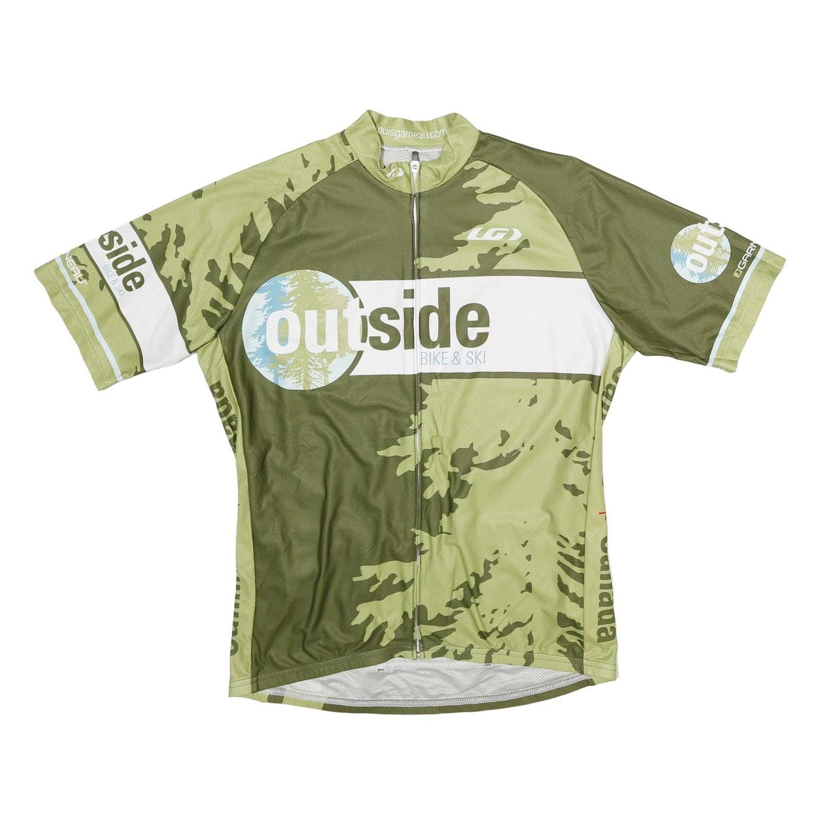 LOUISGARNEAU Mens Green & Light Green Outside Cycling Jersey M Short Sleeve Crew
