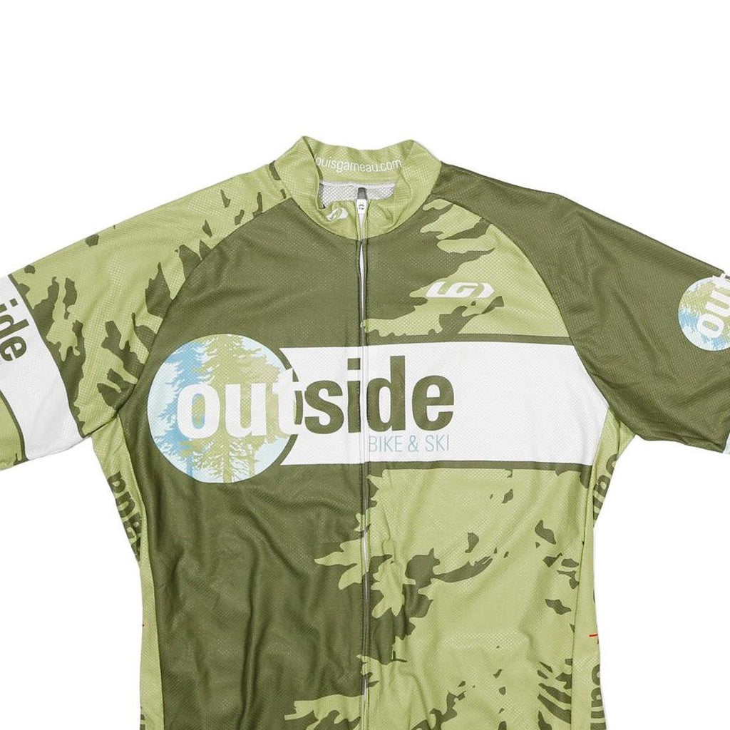 LOUISGARNEAU Mens Green & Light Green Outside Cycling Jersey M Short Sleeve Crew