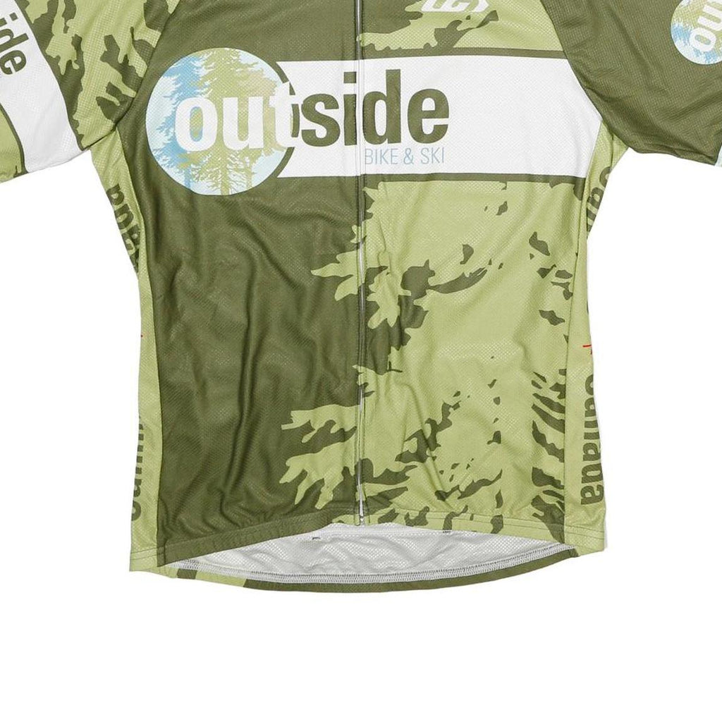 LOUISGARNEAU Mens Green & Light Green Outside Cycling Jersey M Short Sleeve Crew