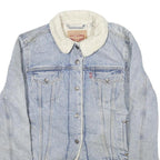 LEVI'S Mens Blue Denim Sherpa Collar Jacket M Cotton Button Casual Outerwear