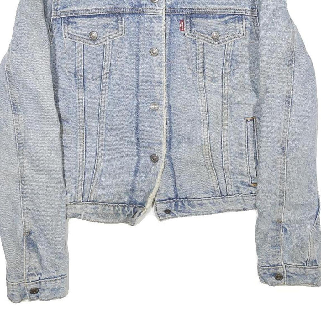 LEVI'S Mens Blue Denim Sherpa Collar Jacket M Cotton Button Casual Outerwear