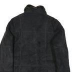 MANTEAUX Womens Black Faux Fur Collar Button Jacket XL Polyester Blend Warm