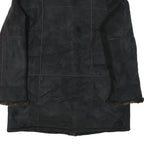 MANTEAUX Womens Black Faux Fur Collar Button Jacket XL Polyester Blend Warm